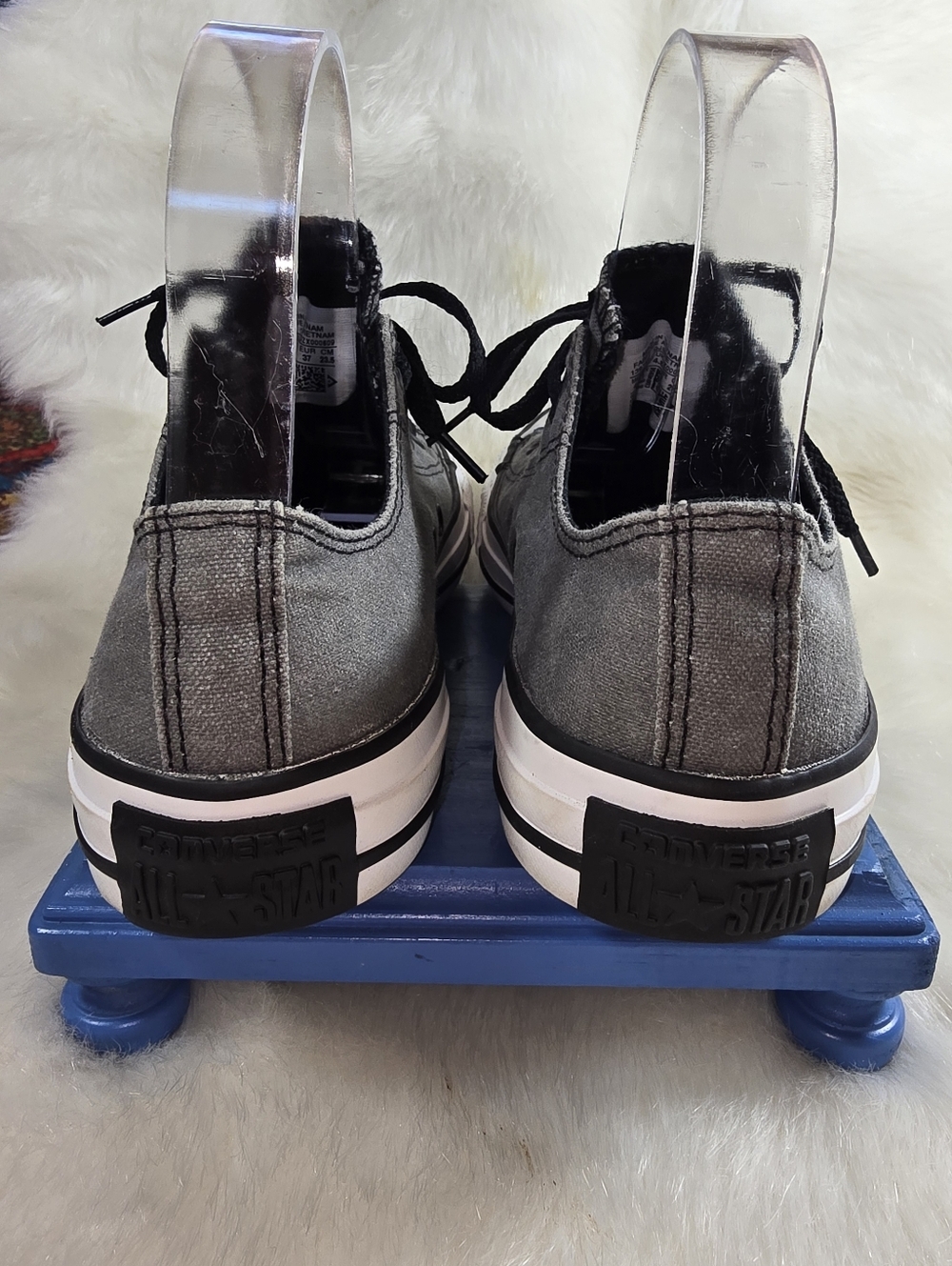 Converse Unisex Charcoal & White Canvas Low Top Sneakers with Black Accents - Picture 11 of 12